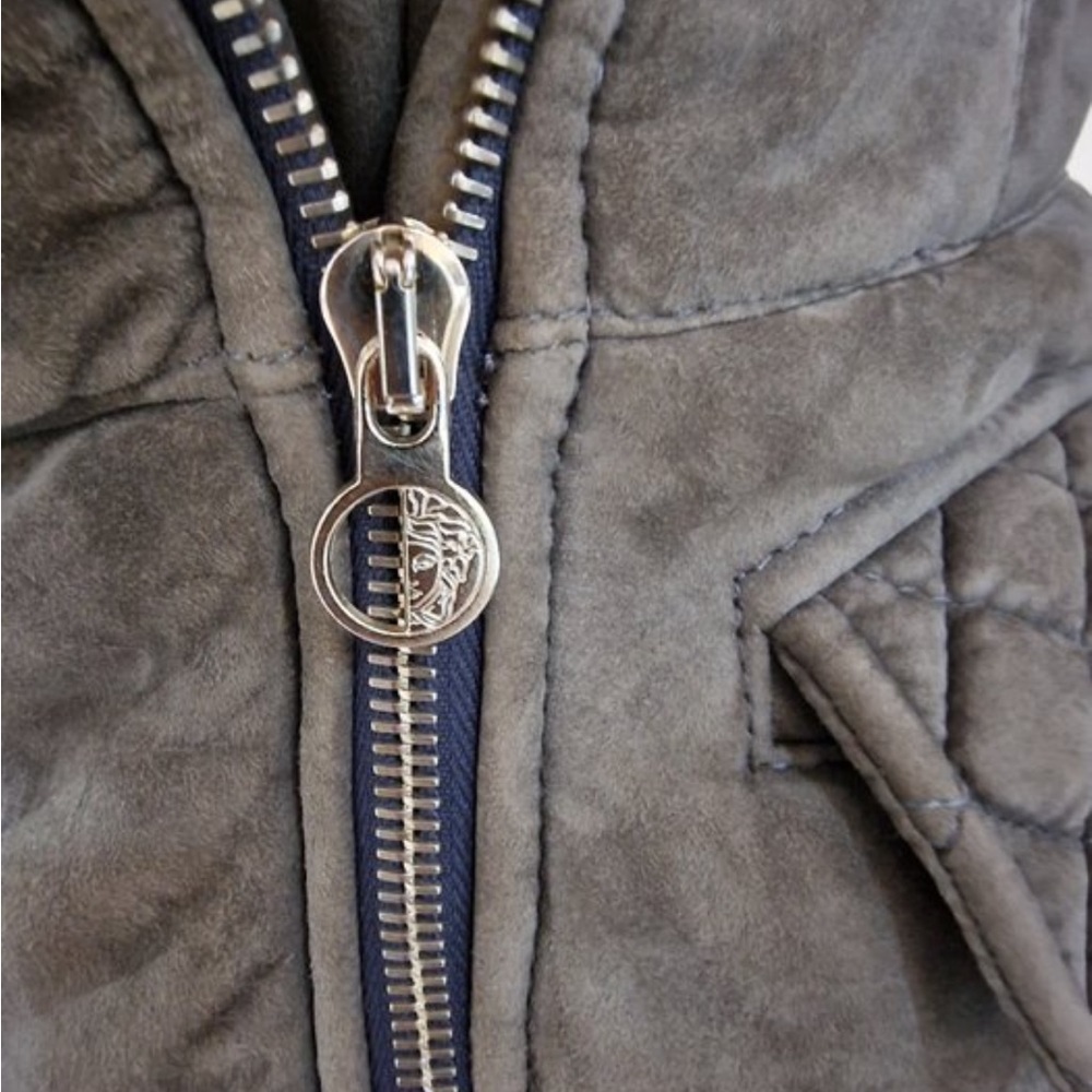 Versace Gray Leather Jacket